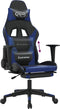 vidaXL - Gamestoel - met - voetensteun - kunstleer - zwart - en - blauw