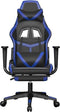 vidaXL - Gamestoel - met - voetensteun - kunstleer - zwart - en - blauw