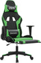 vidaXL - Gamestoel - met - voetensteun - kunstleer - zwart - en - groen
