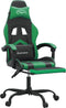 vidaXL - Gamestoel - met - voetensteun - kunstleer - zwart - en - groen