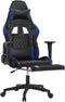 vidaXL - Gamestoel - met - voetensteun - kunstleer - zwart - en - blauw