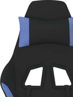 vidaXL - Gamestoel - met - voetensteun - stof - zwart - en - blauw