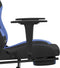 vidaXL - Gamestoel - met - voetensteun - stof - zwart - en - blauw