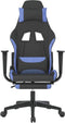 vidaXL - Gamestoel - met - voetensteun - stof - zwart - en - blauw