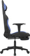 vidaXL - Gamestoel - met - voetensteun - stof - zwart - en - blauw