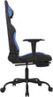 vidaXL - Gamestoel - met - voetensteun - stof - zwart - en - blauw
