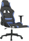 vidaXL - Gamestoel - met - voetensteun - stof - zwart - en - blauw