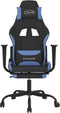 vidaXL - Gamestoel - met - voetensteun - stof - zwart - en - blauw