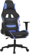 vidaXL - Gamestoel - met - voetensteun - stof - zwart - en - blauw