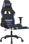 vidaXL - Gamestoel - met - voetensteun - stof - zwart - en - blauw