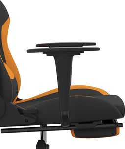vidaXL - Gamestoel - met - voetensteun - stof - zwart - en - oranje