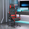 vidaXL - Gamestoel - met - voetensteun - stof - zwart - en - rood