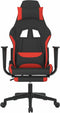 vidaXL - Gamestoel - met - voetensteun - stof - zwart - en - rood