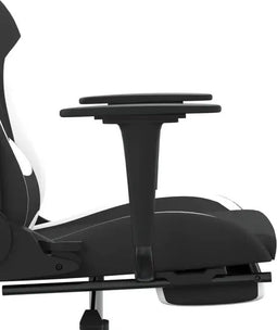 vidaXL - Gamestoel - met - voetensteun - stof - zwart - en - wit