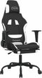 vidaXL - Gamestoel - met - voetensteun - stof - zwart - en - wit