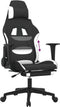 vidaXL - Gamestoel - met - voetensteun - stof - zwart - en - wit