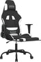 vidaXL - Gamestoel - met - voetensteun - stof - zwart - en - wit