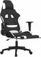 vidaXL - Gamestoel - met - voetensteun - stof - zwart - en - wit