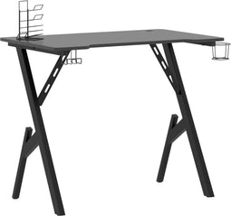 vidaXL - Gamingbureau - met - Y-vormige - poten - 90x60x75 - cm - zwart