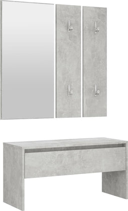 vidaXL - Garderobe - set - bewerkt - hout - betongrijs