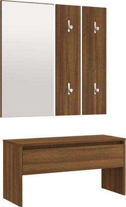 vidaXL - Garderobe - set - bewerkt - hout - bruin - eikenkleur