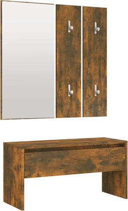 vidaXL - Garderobe - set - bewerkt - hout - gerookt - eikenkleurig