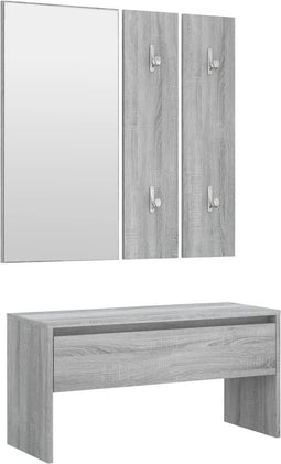vidaXL - Garderobe - set - bewerkt - hout - grijs - sonoma - eikenkleurig