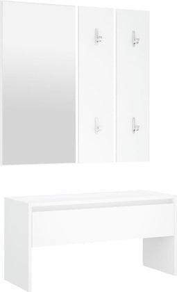 vidaXL - Garderobe - set - bewerkt - hout - wit