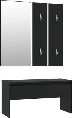 vidaXL - Garderobe - set - bewerkt - hout - zwart