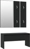vidaXL - Garderobe - set - bewerkt - hout - zwart