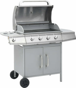 vidaXL Gasbarbecue 4+1 kookzone roestvrij staal zilverkleurig