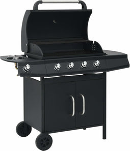 vidaXL Gasbarbecue 4+1 kookzone staal zwart