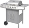 vidaXL Gasbarbecue 4+1 kookzone zilver