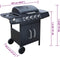 vidaXL Gasbarbecue 4+1 kookzone zwart