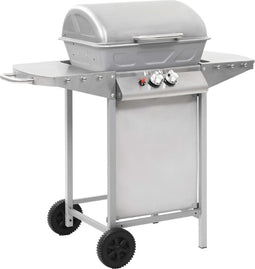 vidaXL Gasbarbecue en grill met 2 kookzones roestvrij staal zilver