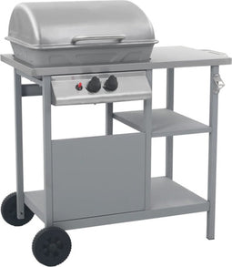 vidaXL Gasbarbecue met 3-laags zijtafel zwart en zilverkleurig