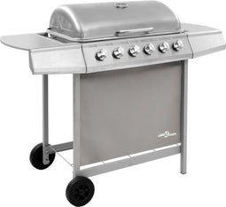 vidaXL Gasbarbecue met 6 branders zilverkleurig
