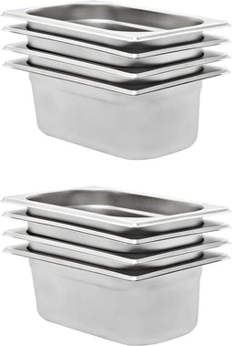 vidaXL - Gastronormbakken - 8 - st - GN - 1/4 - 100 - mm - roestvrij - staal