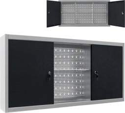 vidaXL - Gereedschapskast - voor - aan - de - wand - metaal - grijs - en - zwart