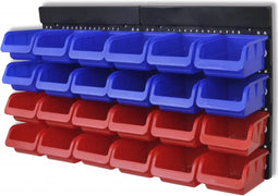 vidaXL - Gereedschapsordeners - wandgemonteerd - blauw - en - rood - 2 - st
