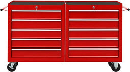 vidaXL - Gereedschapswagen - met - 15 - lades - staal - rood
