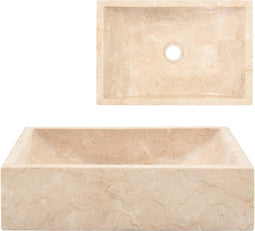vidaXL - Gootsteen - 45x30x12 - cm - marmer - hoogglans - crèmekleurig