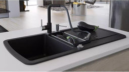vidaXL - Gootsteen - dubbele - bak - graniet - zwart