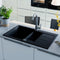 vidaXL - Gootsteen - dubbele - bak - graniet - zwart