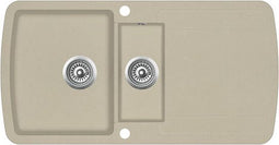 vidaXL - Gootsteen - dubbele - bakken - graniet - beige