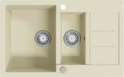 vidaXL - Gootsteen - dubbele - bakken - graniet - beige