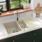 vidaXL - Gootsteen - dubbele - bakken - graniet - beige