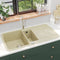 vidaXL - Gootsteen - dubbele - bakken - graniet - beige