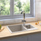 vidaXL - Gootsteen - dubbele - bakken - met - overloopgat - graniet - beige