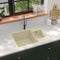 vidaXL - Gootsteen - dubbele - bakken - met - overloopgat - graniet - beige